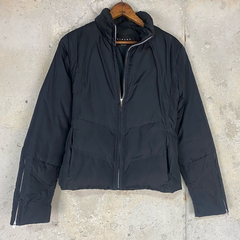 Sisley black zip up puffer jacket small